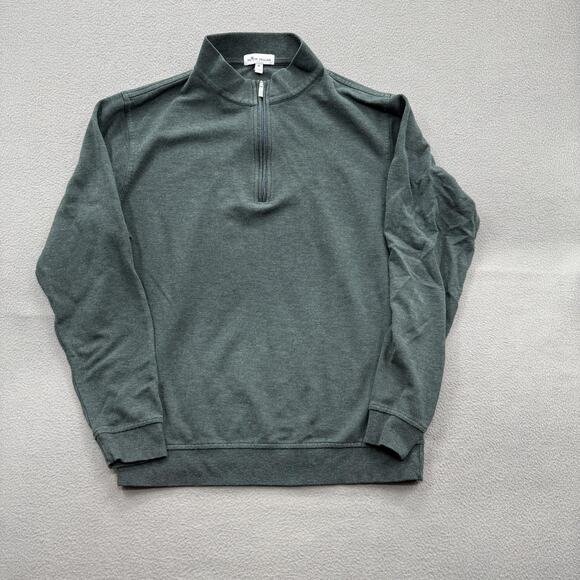 Peter Millar Sweater Mens Medium Green Quarter Zip Mock Neck Cotton Modal Golf - Picture 1 of 9